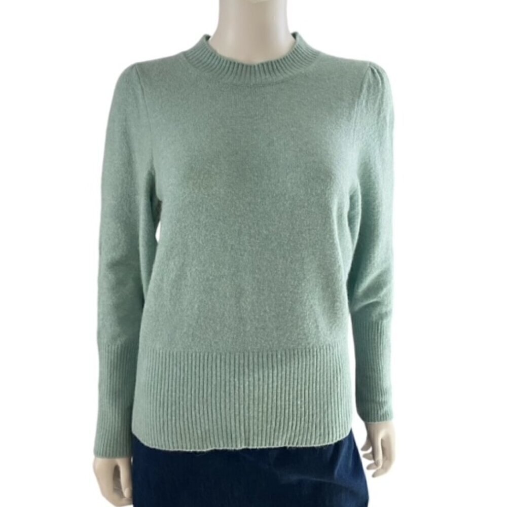 J. Crew Light Green Puff Sleeve Sweater Small